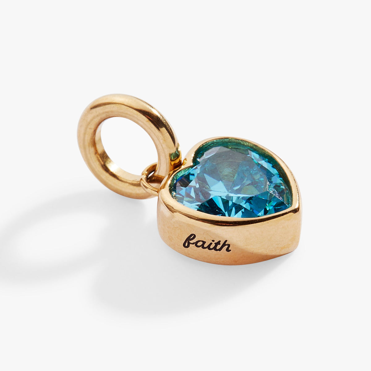 March 'Faith' Heart Birthstone Charm