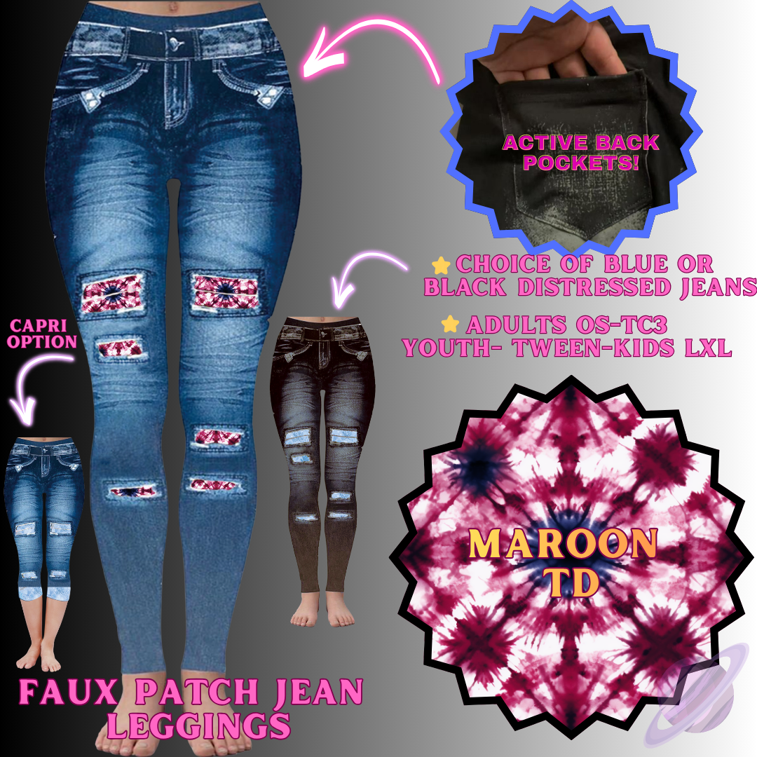 MAROON TD-FAUX JEAN LEGGING-PREORDER CLOSING 12/2 , ETA MID FEB.