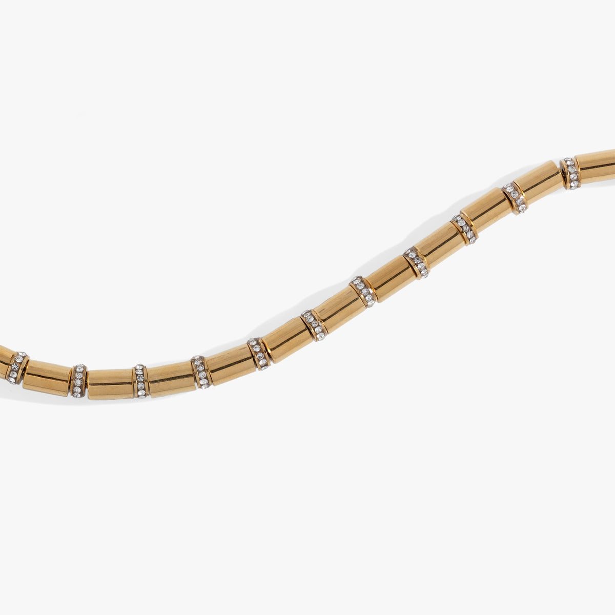 Tube Bead and Crystal Chain Bracelet