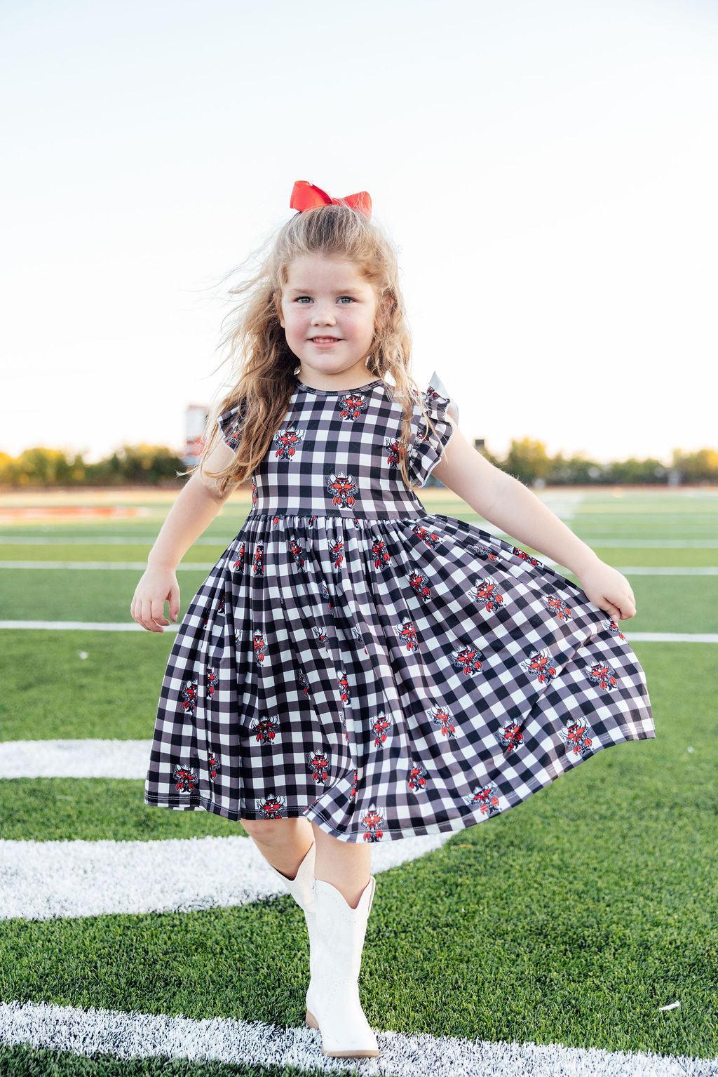 Texas Tech Plaid Raider Red Flutter Twirl Dress