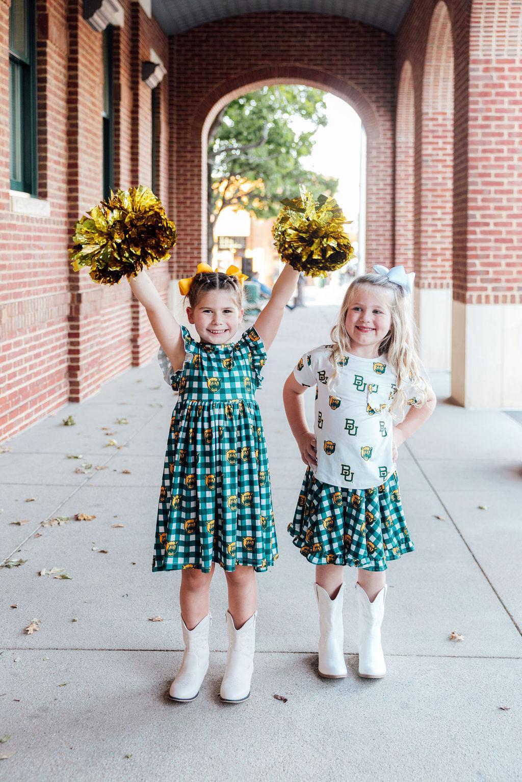 Baylor Plaid Bear Flutter Twirl Dress