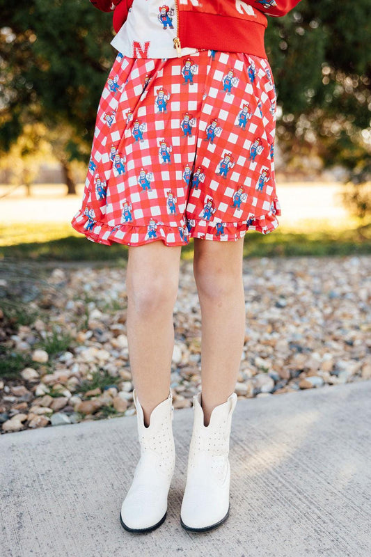 Nebraska Plaid Herbie Husker Twirl Skort