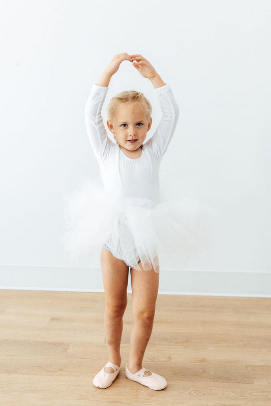 White Velvet L/S Tutu Leotard