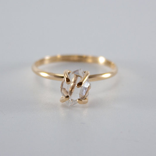 Herkimer Diamond 14K Gold Filled Solitaire Ring Minimalist