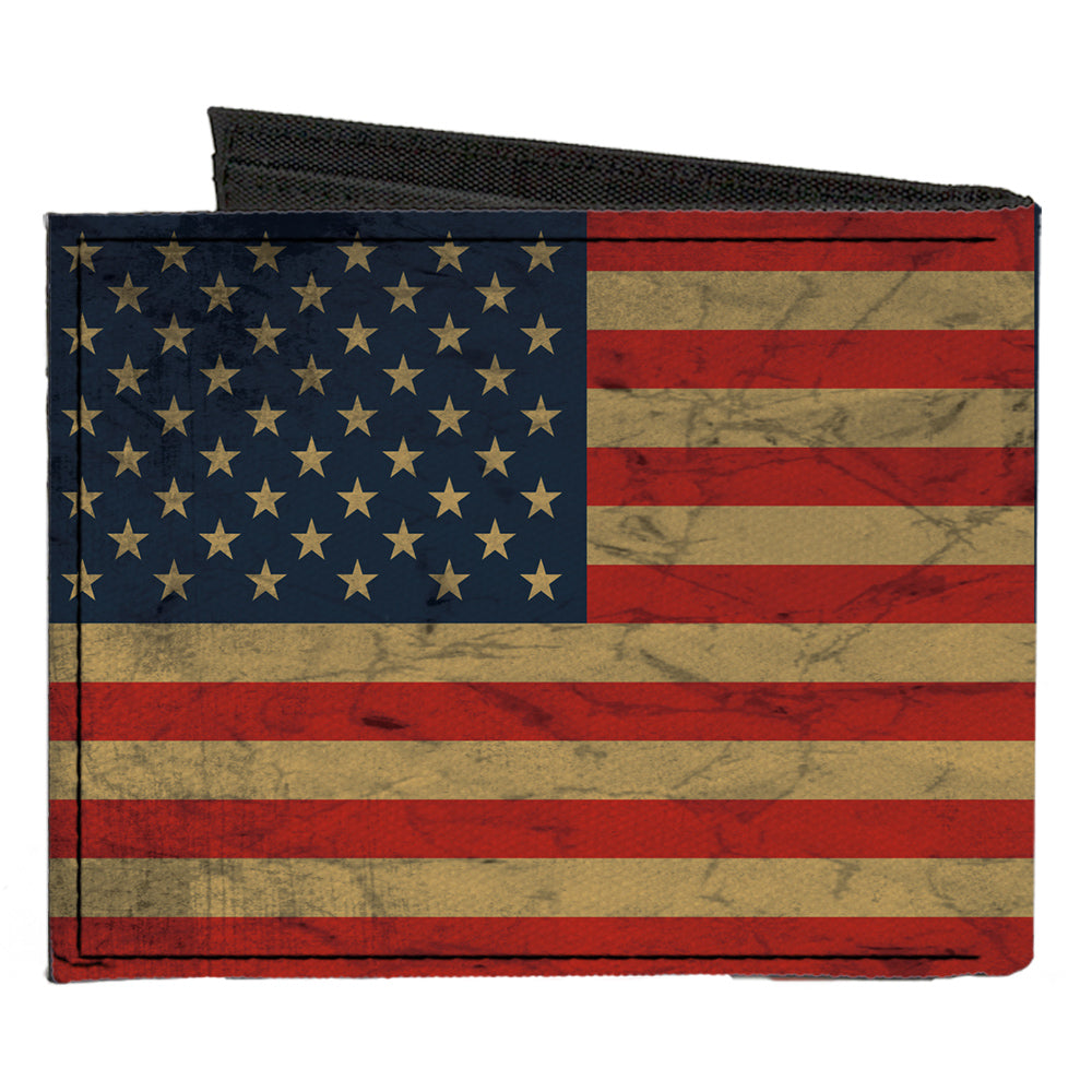 Canvas Bi-Fold Wallet - American Flag Weathered