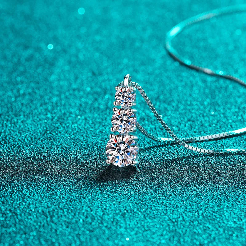 Moissanite 925 Sterling Silver Jewelry Set - Ring Earring Pendant Gift
