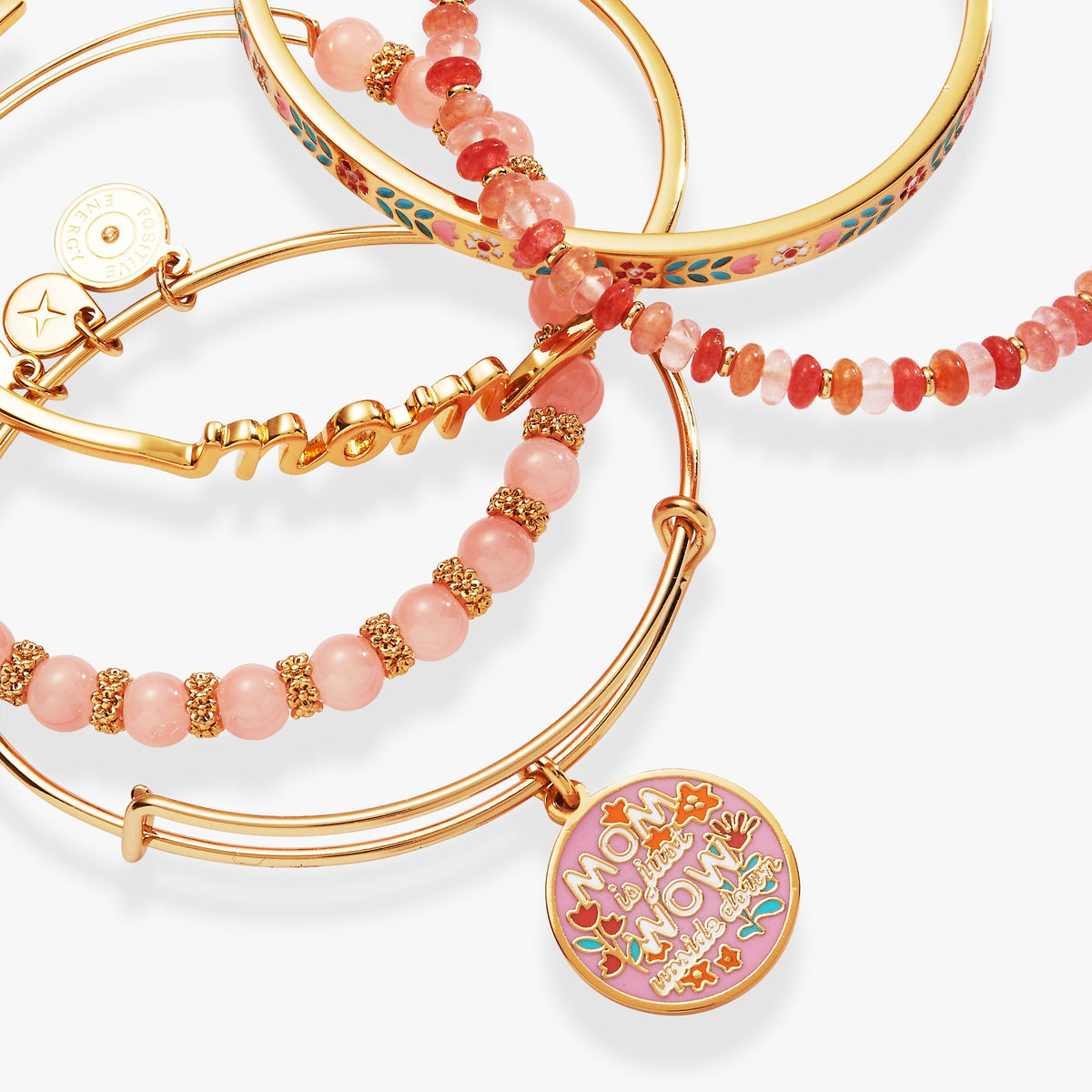 'Mom Is Just Wow Upside Down' Bangle Set of 5