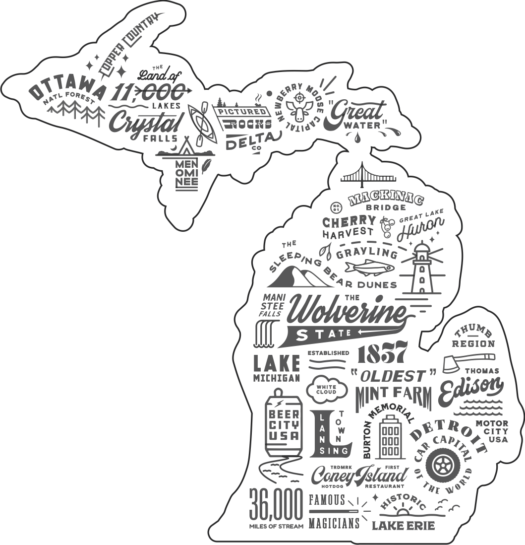 Mens Michigan Places T-shirt (Deep Blue)