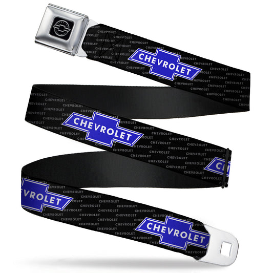 Chevy Seatbelt Belt - Chevy Bowtie REPEAT w/Text Webbing