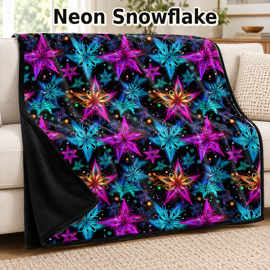 Neon Snowflake-Soft Throw Blanket 14 Run- (PREORDER CLOSES 9/28, ETA DECEMBER)