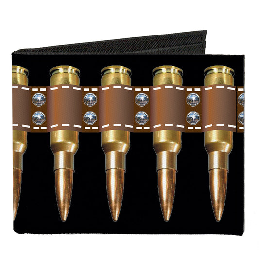 Canvas Bi-Fold Wallet - Printed Bullets Pattern