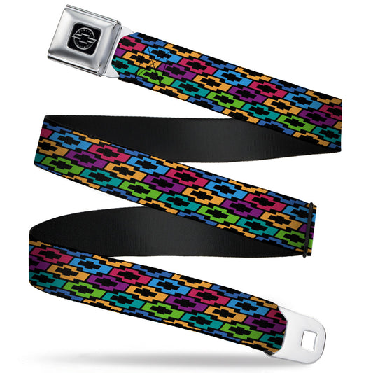 Chevy Seatbelt Belt - Chevy Bowties 5-Row Black/Multi Color Webbing