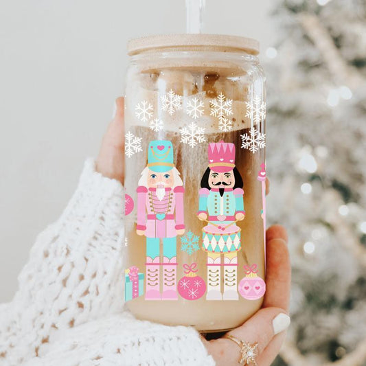 Nutcracker Pastel Holiday Nuts 17oz Tin Festive Christmas Gift Jar For Parties