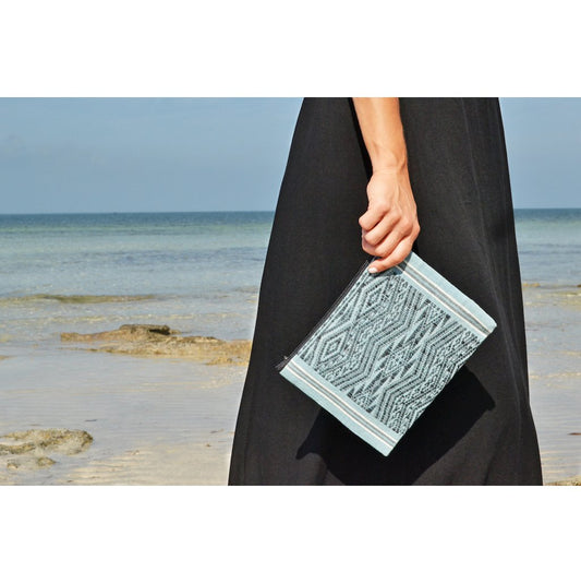 Ocean Tribal Handwoven Clutch Beach Bag Woven Mulberry Saa Lined Black Interior