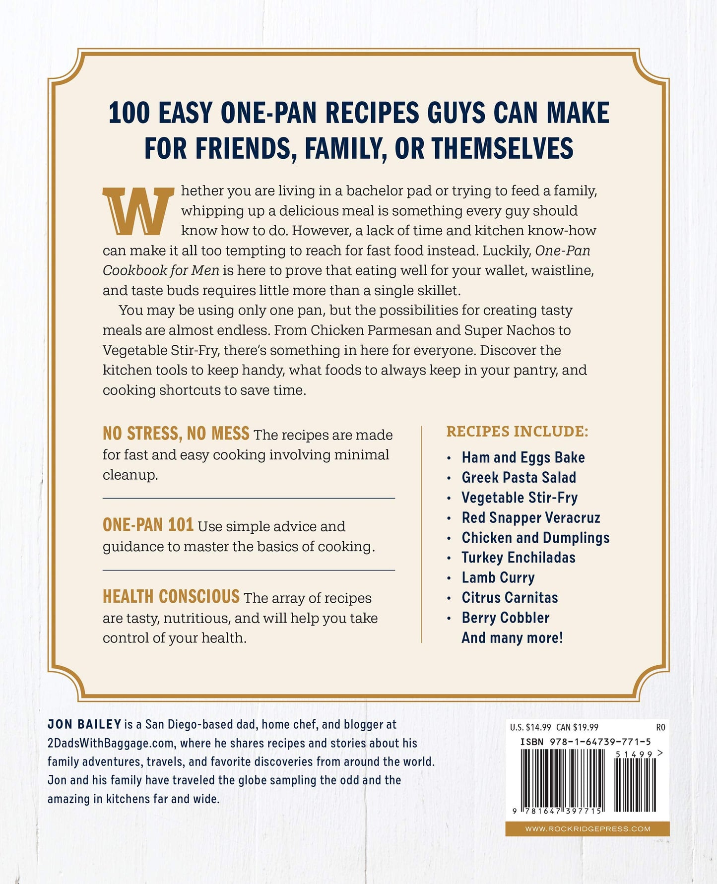 One-Pan Cookbook for Men: 100 Easy Single-Skillet Recipes to Step Up Your Cooking Game (Spiral Bound)