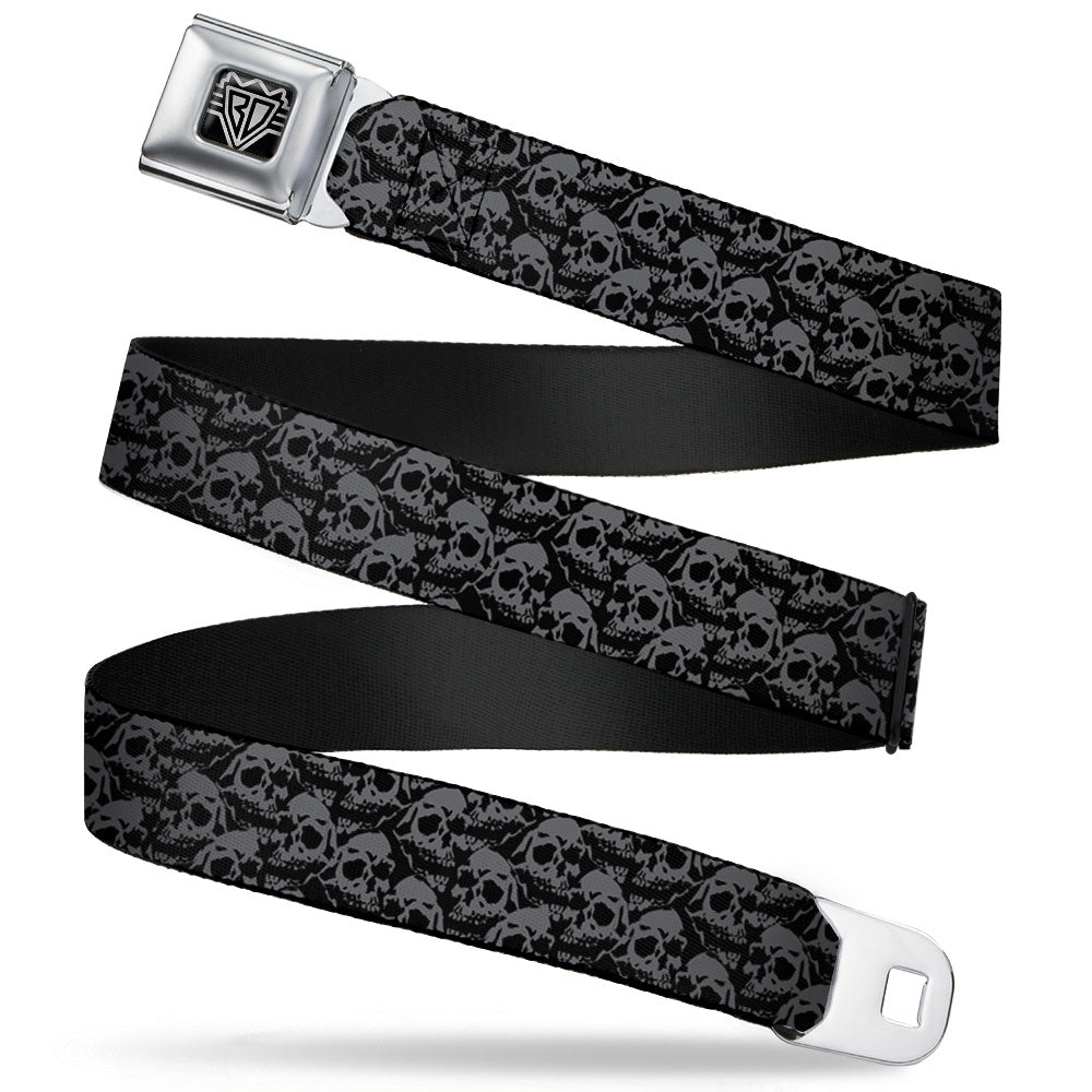 BD Wings Logo CLOSE-UP Full Color Black Silver Seatbelt Belt - Skull Yard Black/Gray Webbing