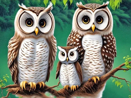 Owl Family - Diamond Art kit
