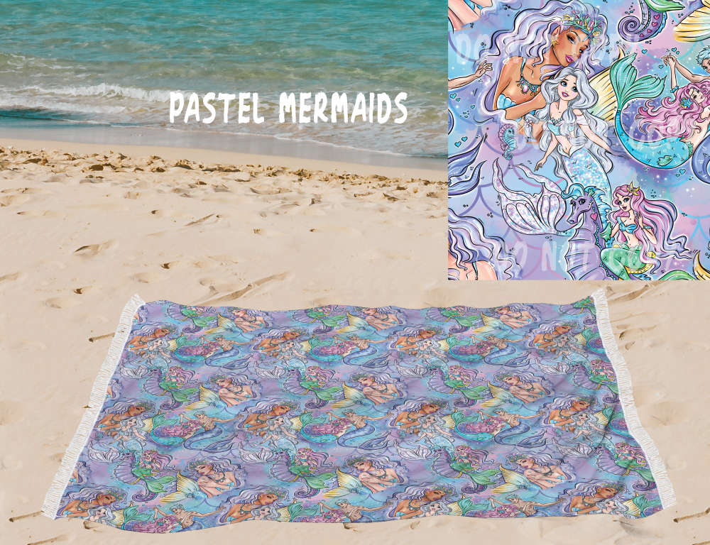 Pastel Mermaids -OVERSIZED BEACH TOWEL 6-PREORDER CLOSING 3/20