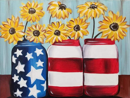Patriotic Sunflower Jars