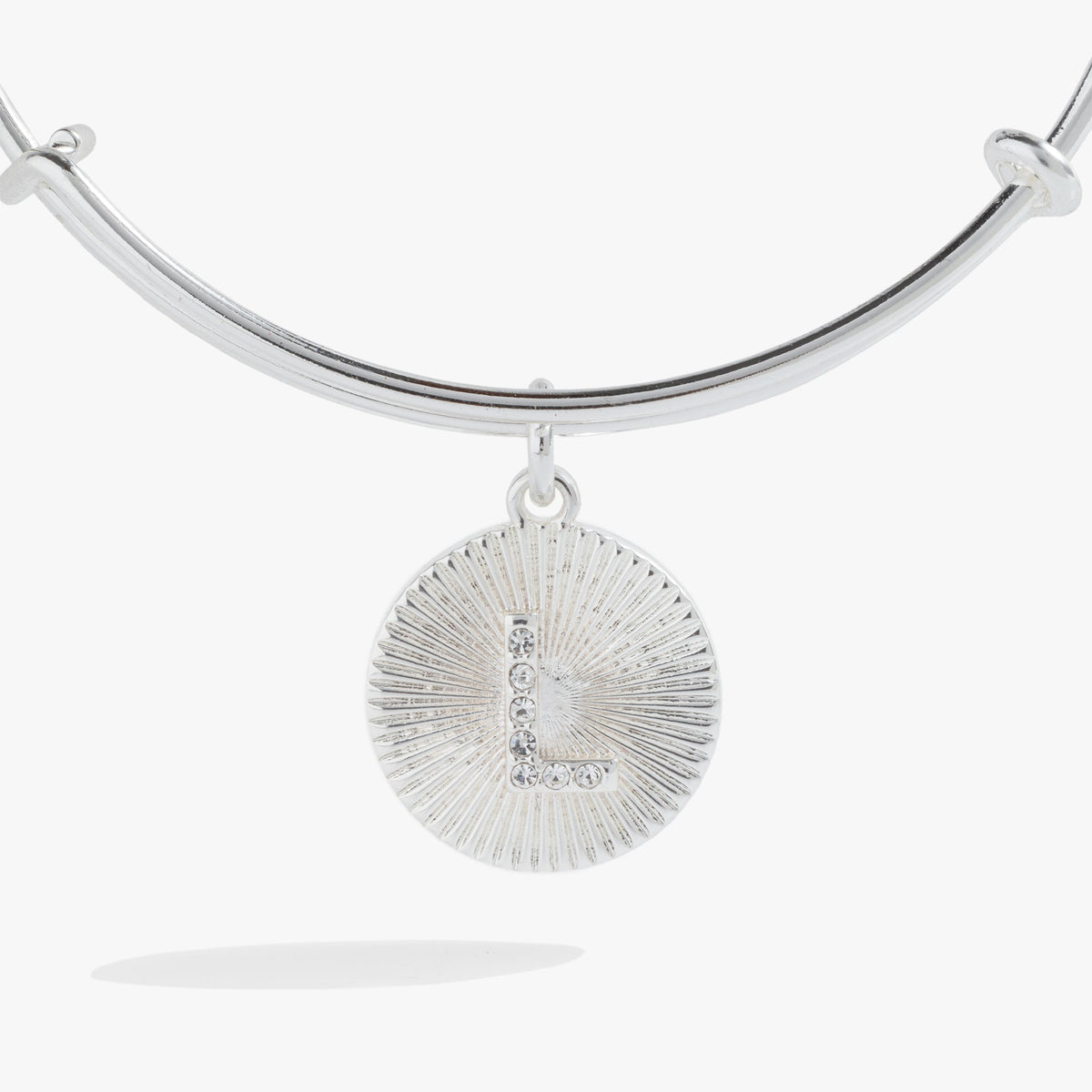 Initial L Pave Starburst Texture Bangle
