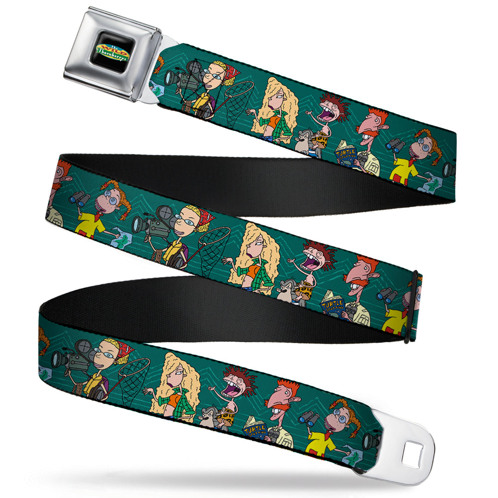 The Wild Thornberry's Logo Full Color Seatbelt Belt - The Wild Thornberry's Family Pose2 Teals Webbing