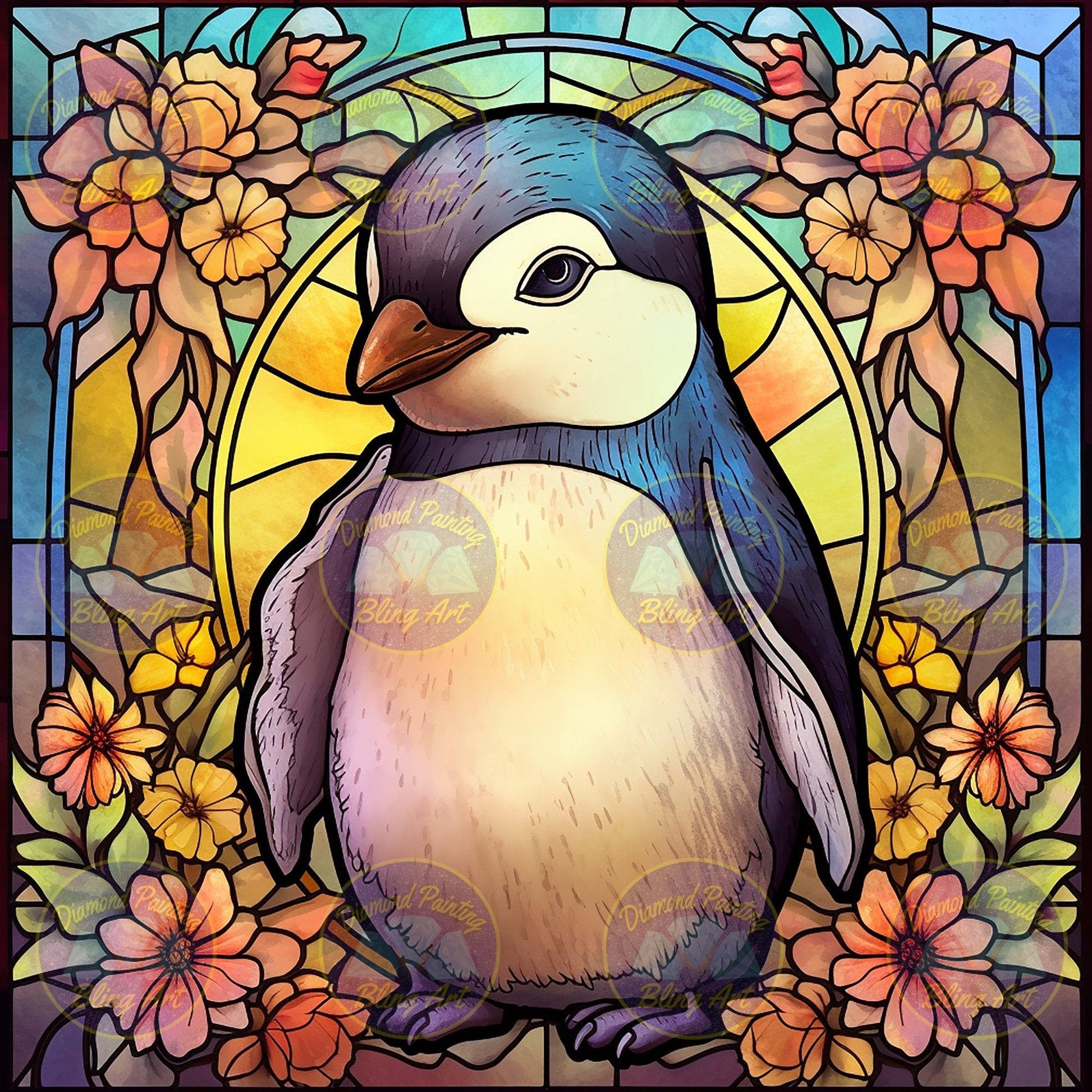 Penguin Stain Glass - Diamond Painting Bling Art