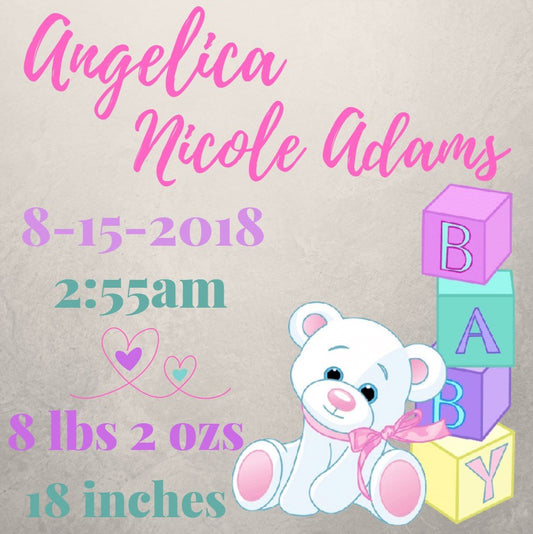 Diamond Art - Personalized Baby Announcement (Preorder)