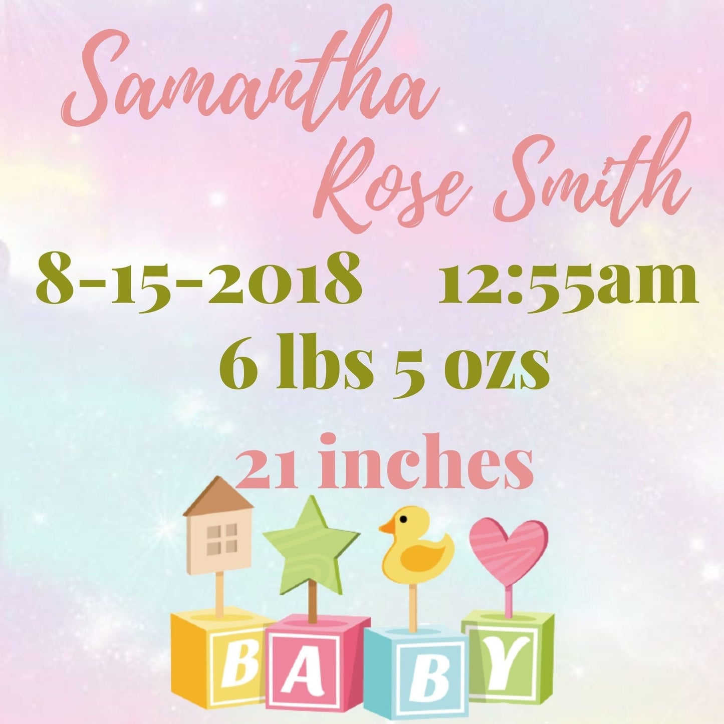 Diamond Art - Personalized Baby Announcement (Preorder)