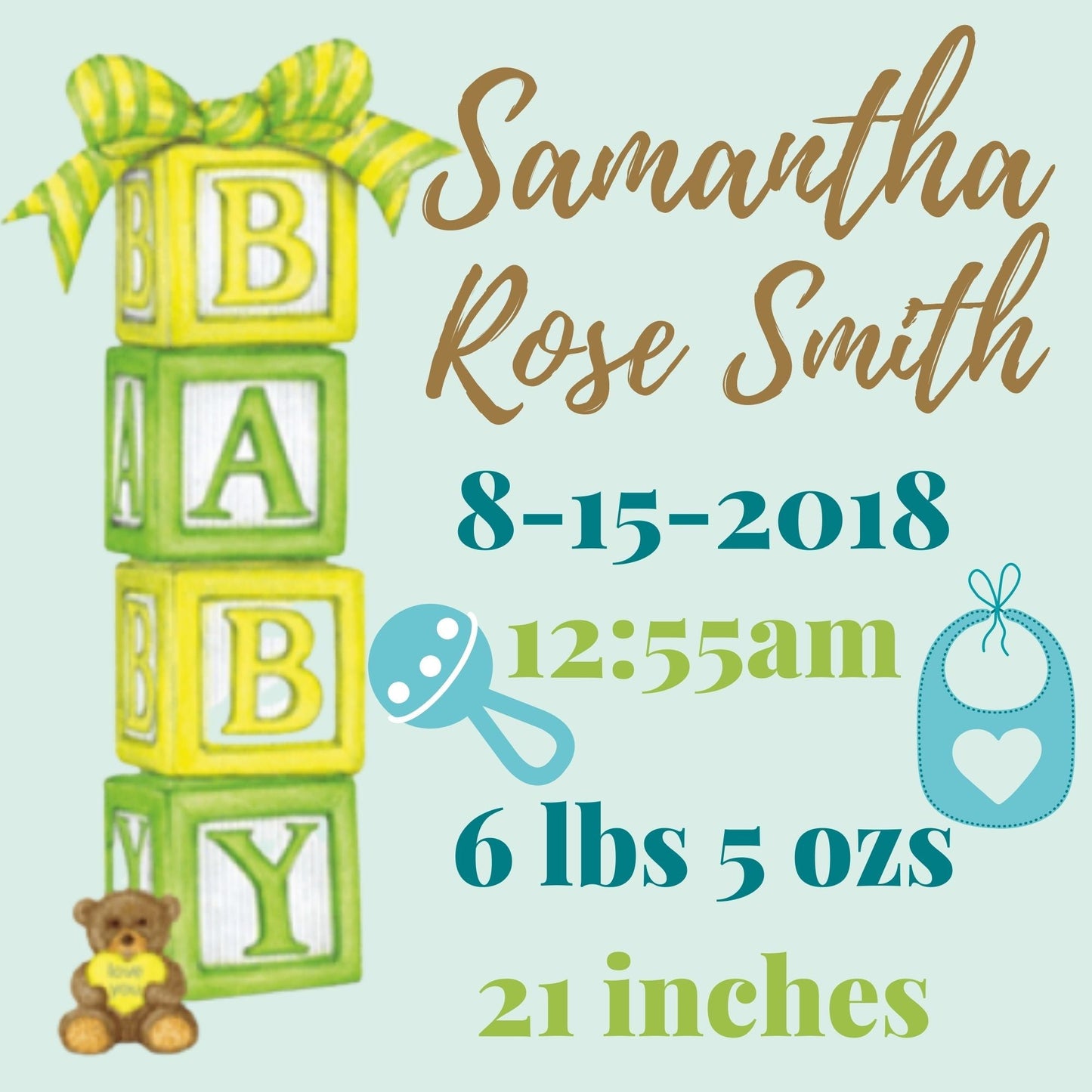 Diamond Art - Personalized Baby Announcement (Preorder)