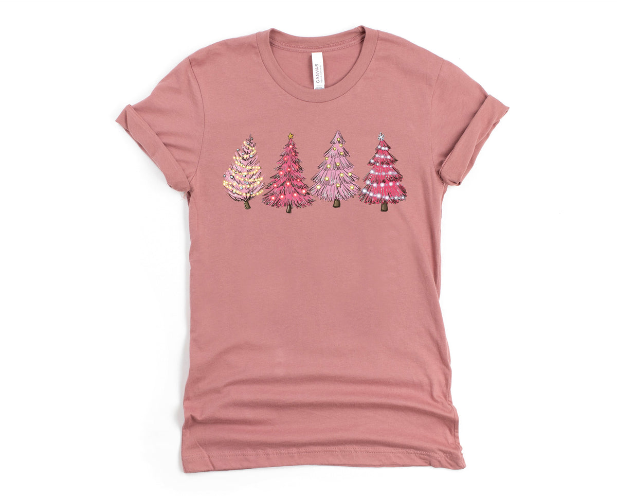 Pink Christmas Trees Graphic Tee