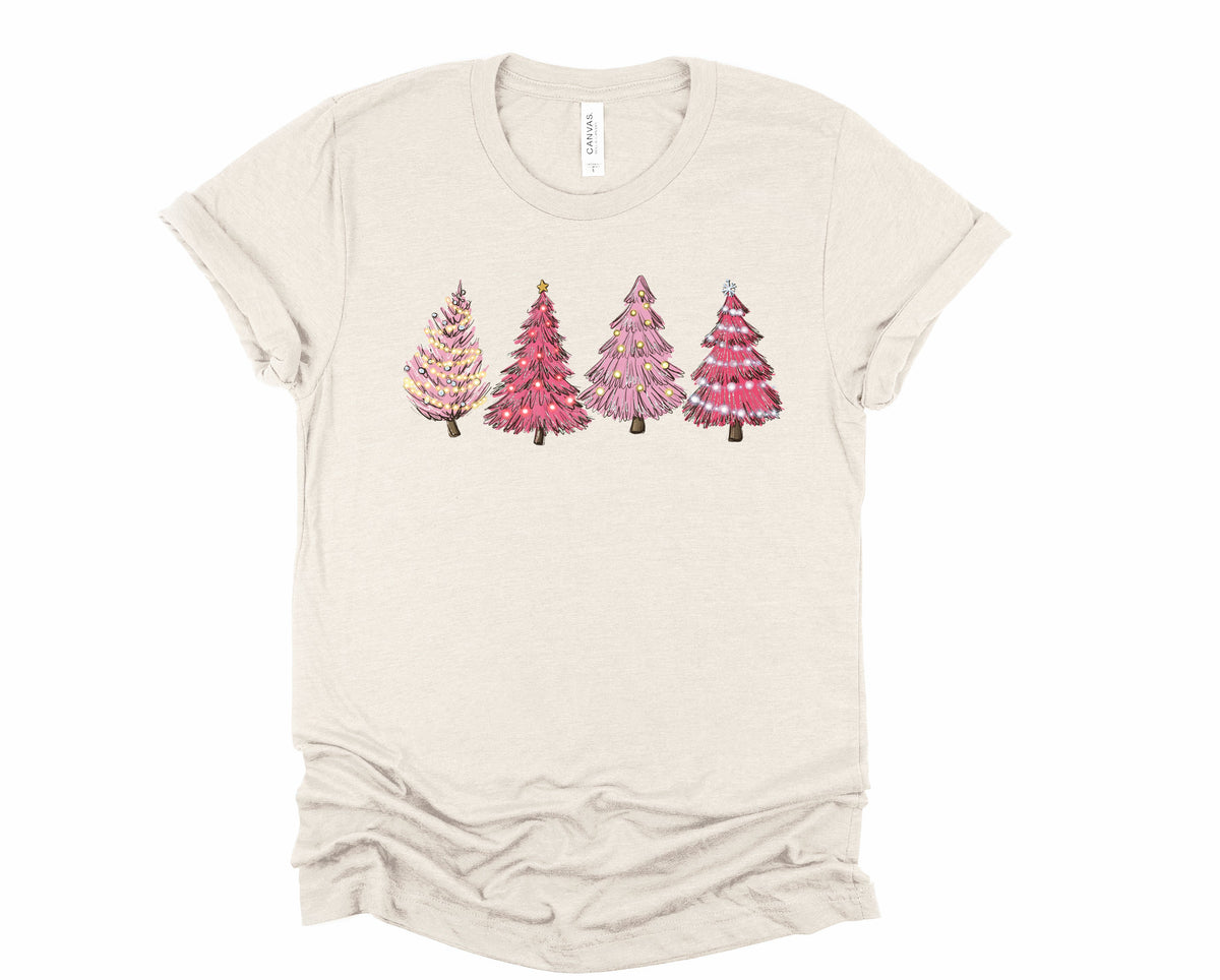 Pink Christmas Trees Graphic Tee