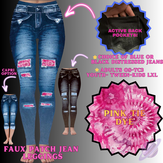 PINK TIE DYE-FAUX JEAN LEGGING-PREORDER CLOSING 12/2 , ETA MID FEB.