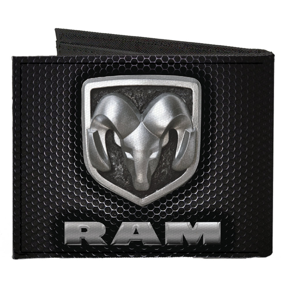 Canvas Bi-Fold Wallet - RAM Shield Logo Text Honeycomb Black Grays