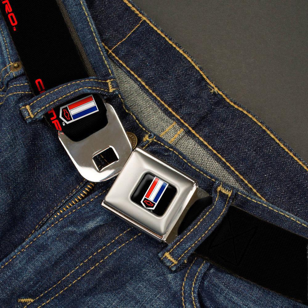 Camaro Badge Full Color Seatbelt Belt - CAMARO Badge Logo REPEAT Webbing