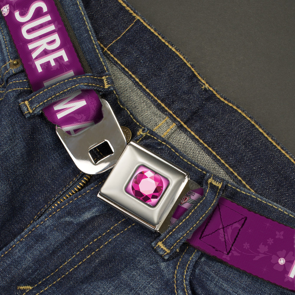 Princess Gem Full Color Fuchsia Seatbelt Belt - I'M 99.9% SURE I'M A DISNEY PRINCESS Pinks/White Webbing