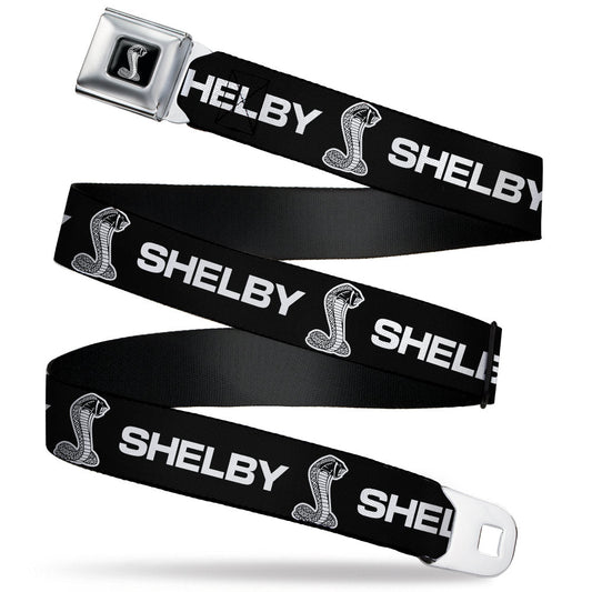 Carroll Shelby Super Snake Cobra Full Color Black White Seatbelt Belt - Carroll Shelby SHELBY Super Snake Cobra Black/White Webbing