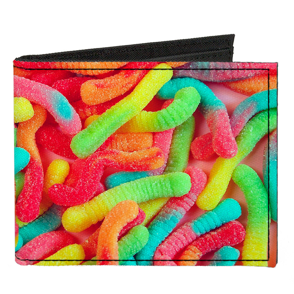 Canvas Bi-Fold Wallet - Vivid Sour Worms Stacked