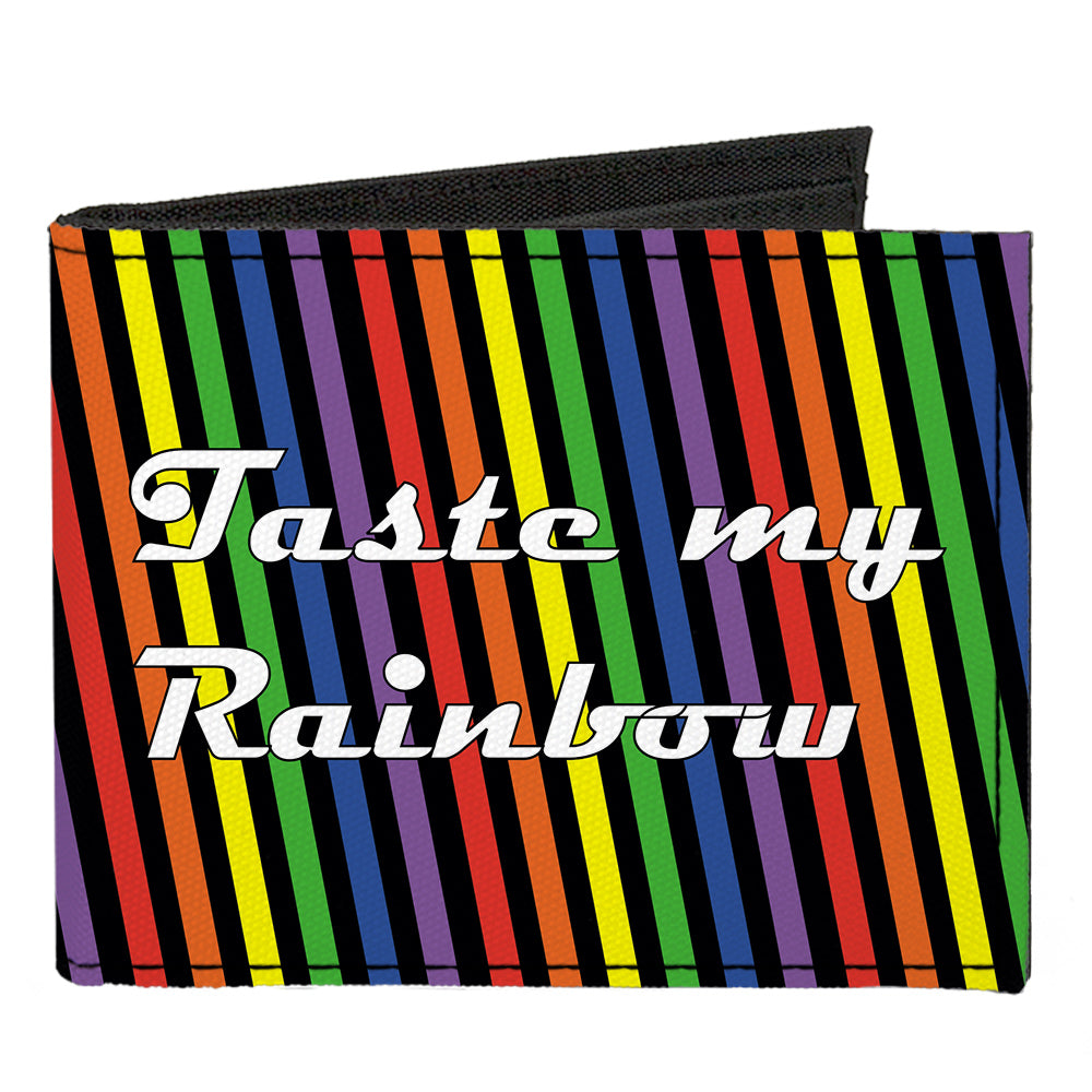 Canvas Bi-Fold Wallet - TASTE MY RAINBOW Black Multi Color