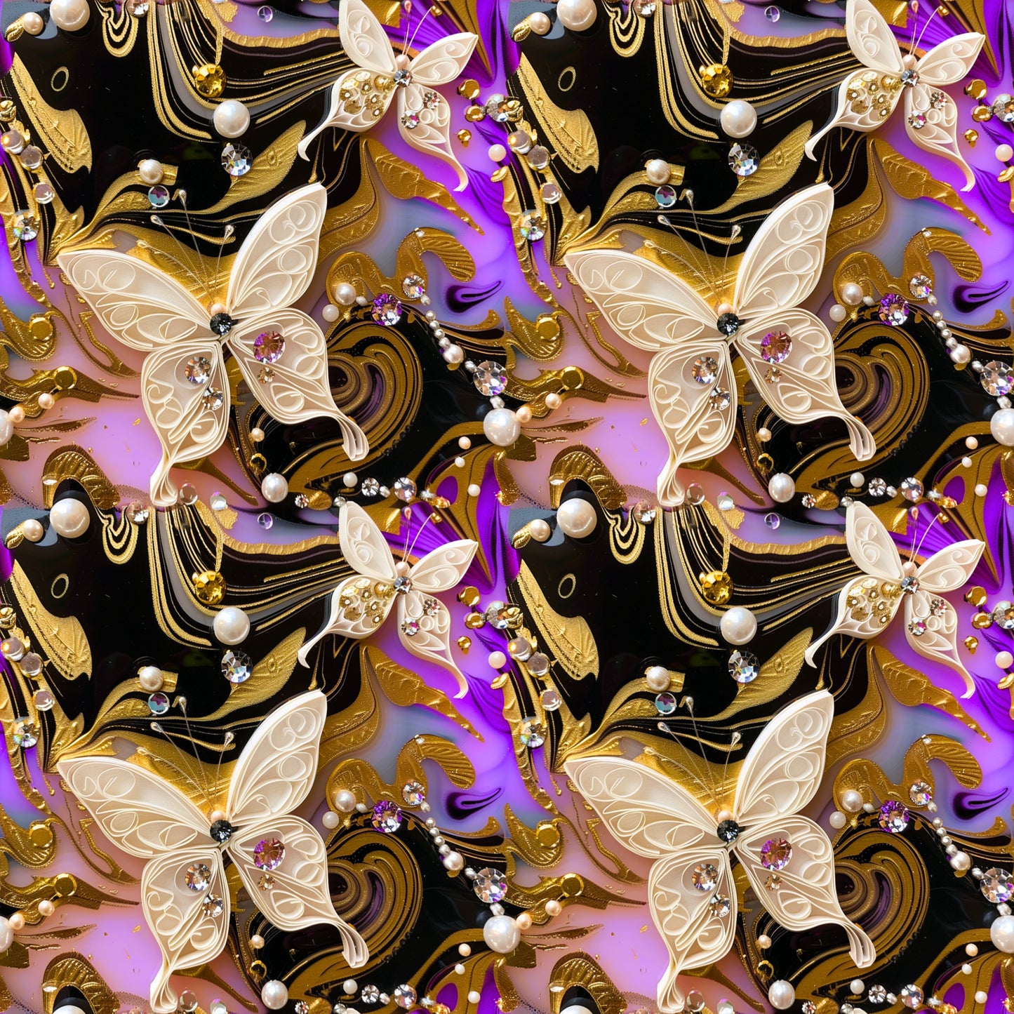 Butterfly Purple and Gold leggings and capris with pockets