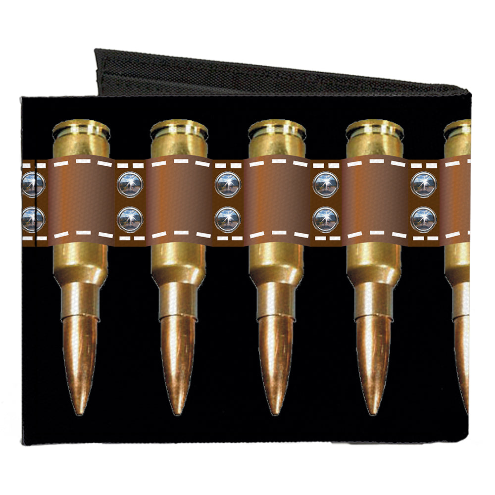 Canvas Bi-Fold Wallet - Printed Bullets Pattern