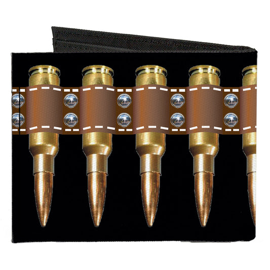 Canvas Bi-Fold Wallet - Printed Bullets Pattern