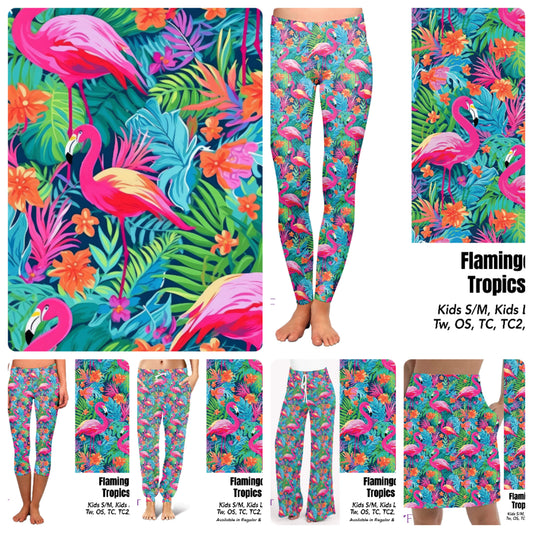 Flamingo Tropics capri leggings with pockets