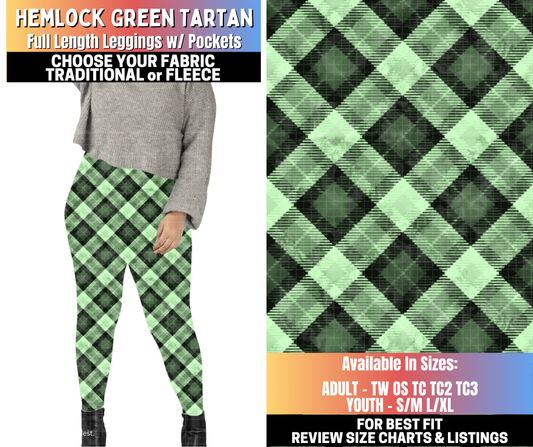 Preorder! Closes 10/15. ETA Jan. Hemlock Green Tartan Leggings Choose Fleece or Traditional