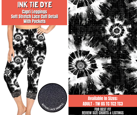 Preorder! Closes 5/18. ETA Aug. Ink Tie Dye Lace Cuff Capris w/ Pockets