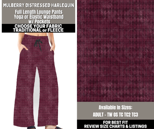 Preorder! Closes 12/1. ETA Feb. Mulberry Distressed Harlequin Lounge Pants Choose Fleece or Traditional