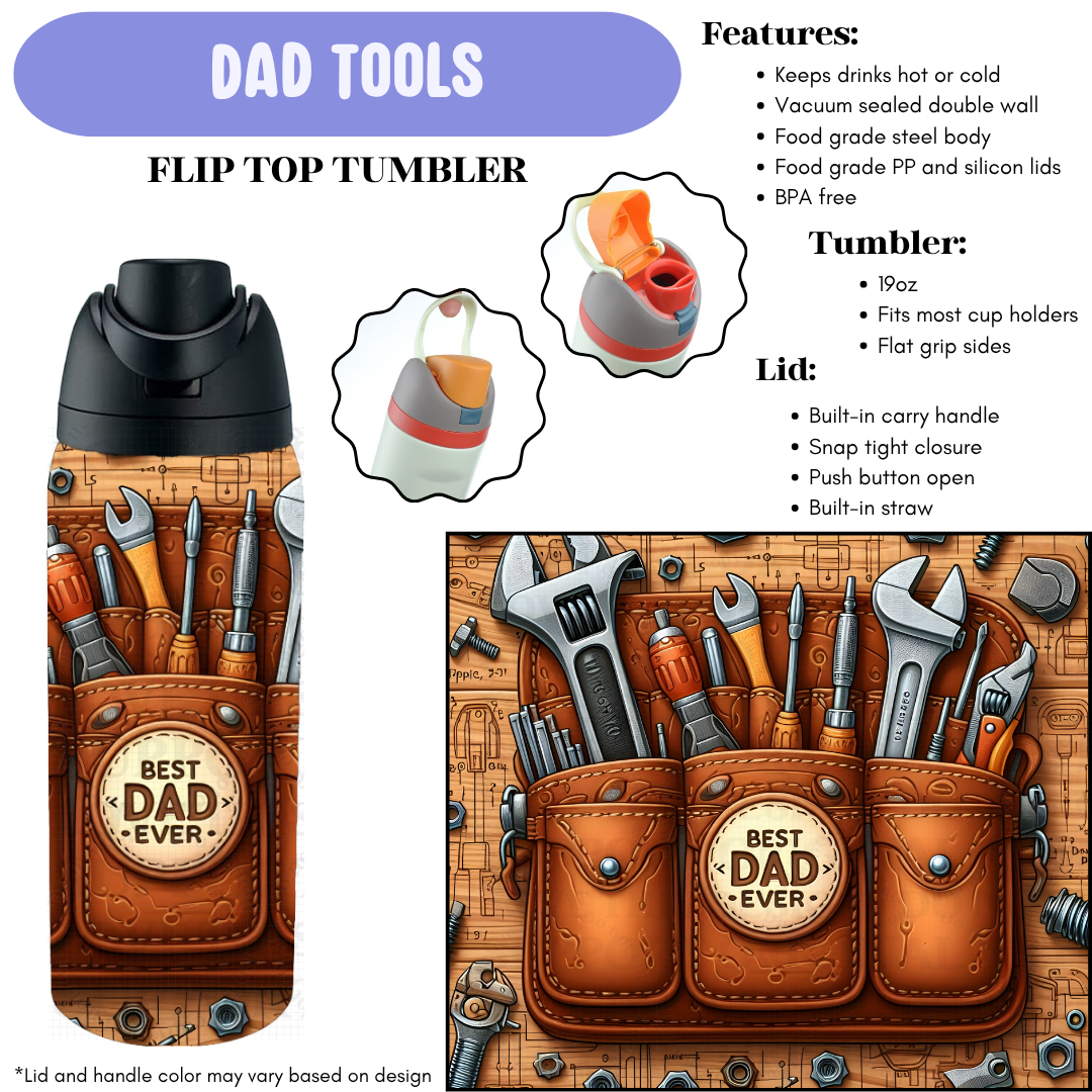 Preorder! Closes 12/11. ETA Feb. Dad Tools Flip Top Tumbler