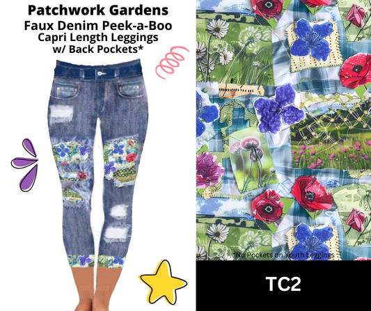 Patchwork Gardens Capri Faux Denim Peekaboo
