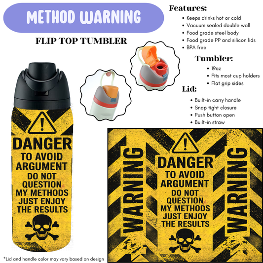 Preorder! Closes 12/11. ETA Feb. Method Warning Flip Top Tumbler