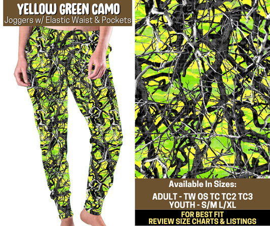 Preorder! Closes 9/12. ETA Dec. Yellow Green Camo Joggers