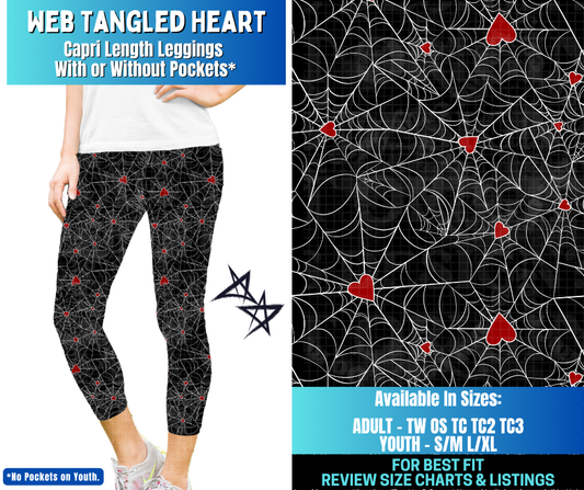 Preorder! Closes 12/17. ETA March. Web Tangled Heart Capri Length Leggings w/wo Pockets